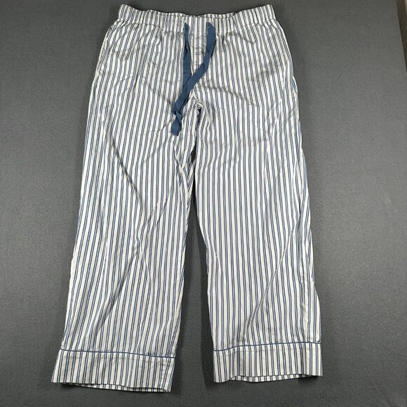 Lake L Poplin Chloe Pajama Set Seaport Shoreline Stripe Blue White 2 Pc Cotton - Picture 9 of 15